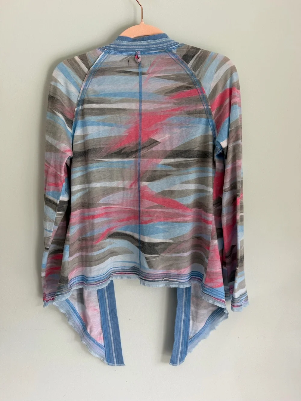 ALO Yoga Multicolor Striped Open Cardigan in Blue, Pink, Gray Size Medium